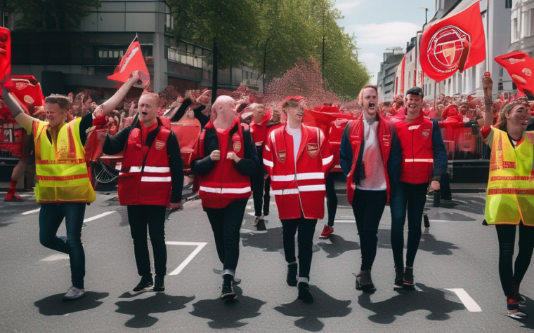 Arsenal fans turn streets red for victory parade